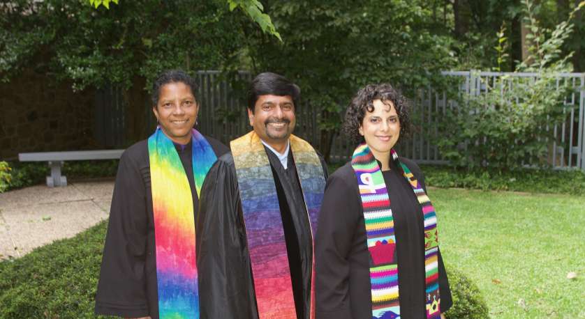 Group shot of Cedar Lane's ministers: Rev. Archene Turner, Rev. Abhi Janamanchi, and Rev. Katie Romano Griffin